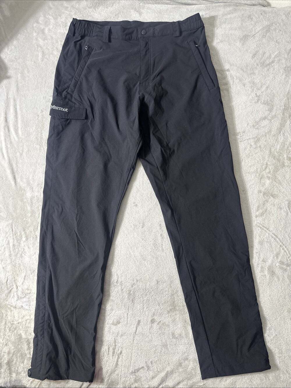 Marmot Mens Large Black Nylon Hiking Cargo Pants Outdoor Trail Zip Pockets